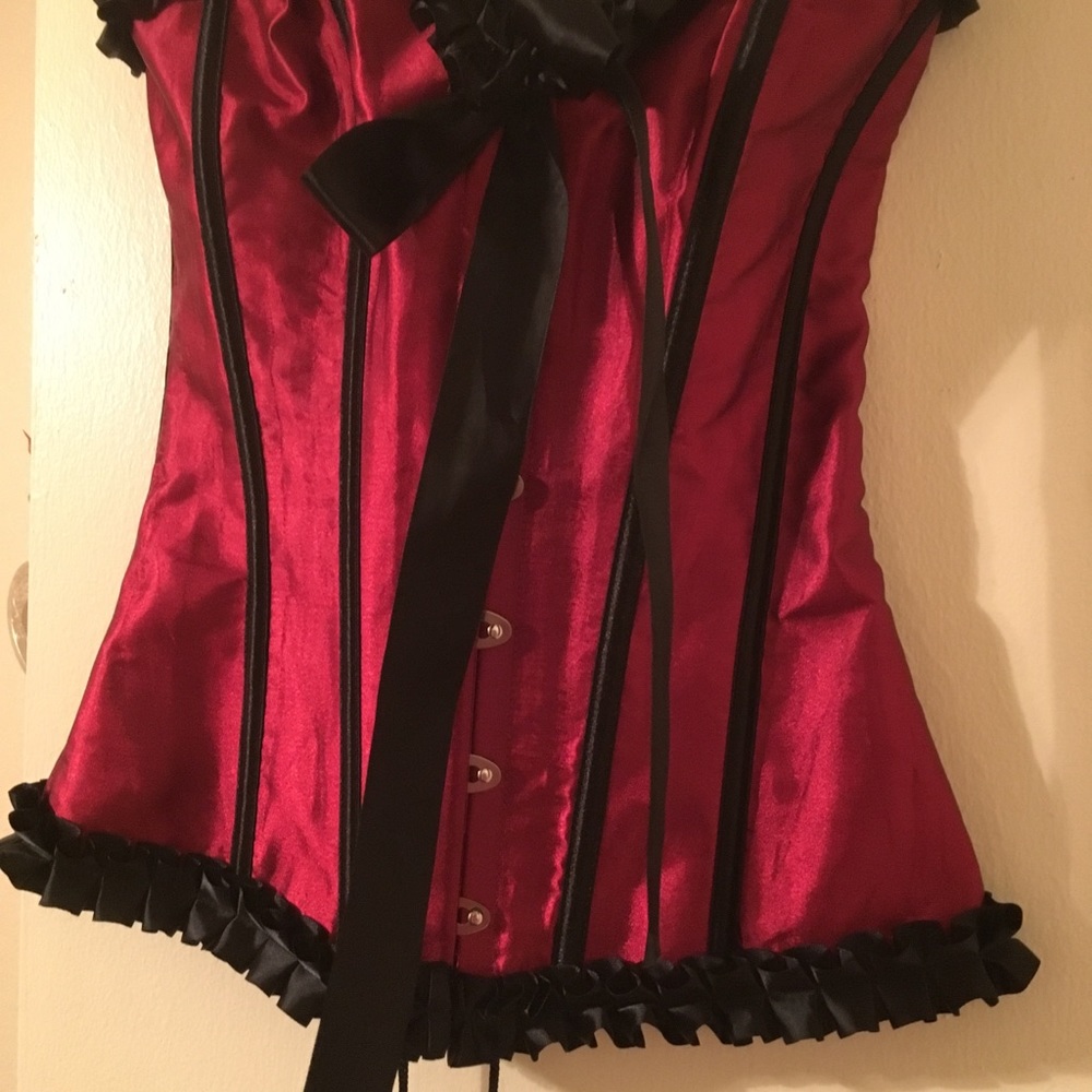Red silk corset